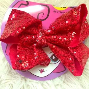 Red glittery sequin cheer girls hair bow